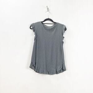 2/$30 LOFT Small Womens Gray Striped Ruffle Top